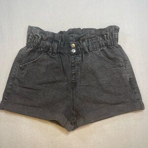 Wild Fable Black High Rise Paperbag Denim Shorts Cuffed XXS Y2K Minimalist
